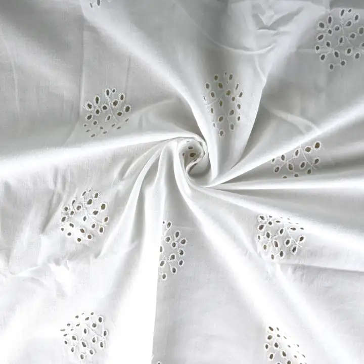 India Fabric for Blouse Schiffli Synthetic Woven Fabric Cotton white color buy from India wholesaler bulk order at wholesale price free worldwide shipping Alibaba