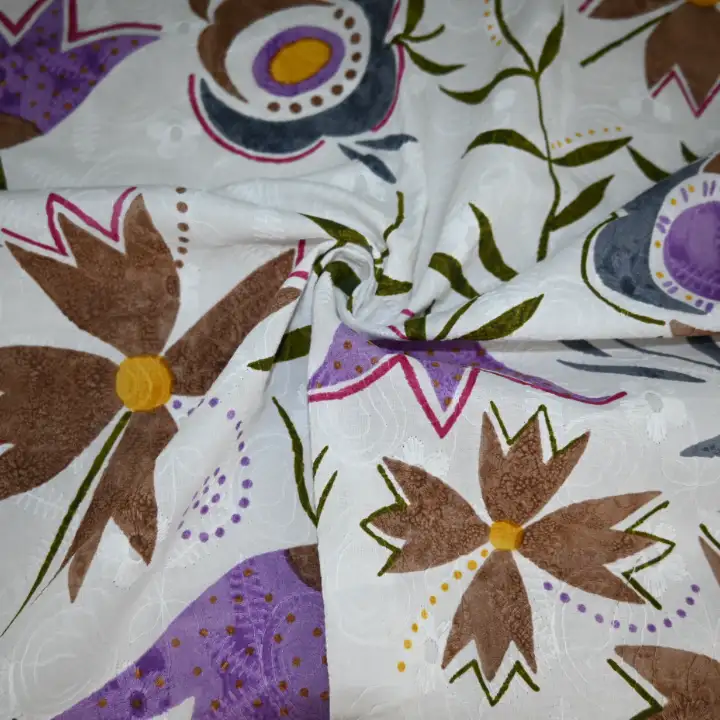 India Fabric for Shirt Schiffli Synthetic Woven Fabric Cotton Printed color buy from India wholesaler bulk order at wholesale price free worldwide shipping Alibaba