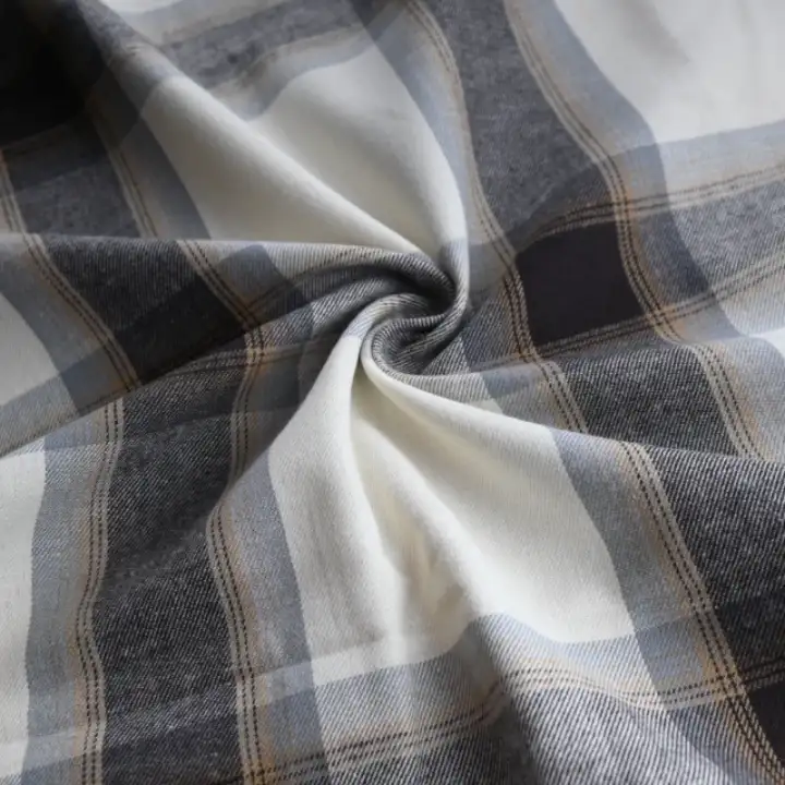 India Fabric for Shirt Flannel Synthetic Woven Fabric COTTON Off white Brown Check color buy from India wholesaler bulk order at wholesale price free worldwide shipping Alibaba