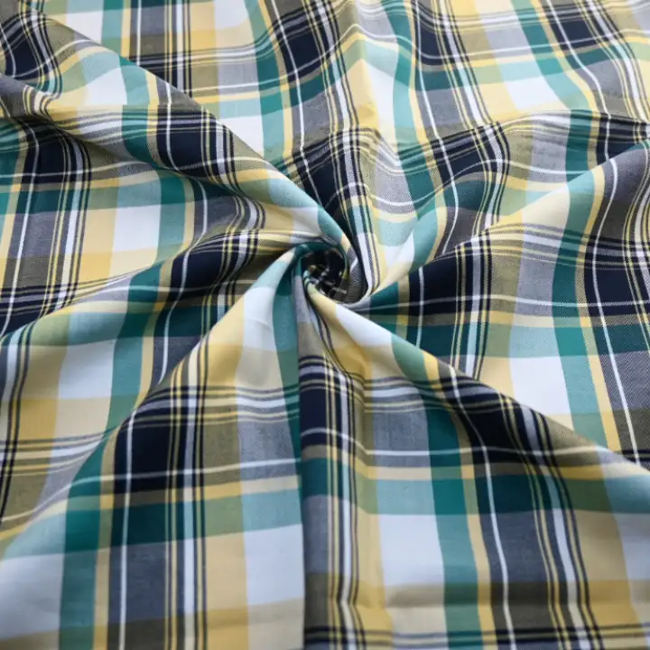 India Fabric for Shirt Yarn Dyed Check Synthetic Woven Fabric COTTON Check color buy from India wholesaler bulk order at wholesale price free worldwide shipping Alibaba