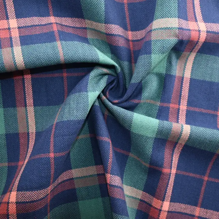 India Fabric for Shirt Yarn Dyed Check Synthetic Woven Fabric COTTON Green Check color buy from India wholesaler bulk order at wholesale price free worldwide shipping Alibaba