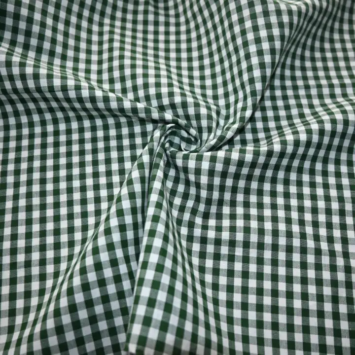 India Fabric for Shirt Yarn Dyed Check Synthetic Woven Fabric COTTON Green Check color buy from India wholesaler bulk order at wholesale price free worldwide shipping Alibaba