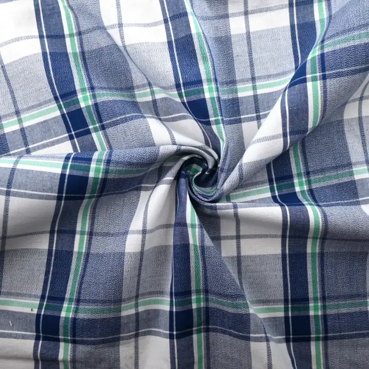 India Fabric for Shirt Cotton Plain Natural Woven Fabric COTTON Blue And White Check color buy from India wholesaler bulk order at wholesale price free worldwide shipping Alibaba
