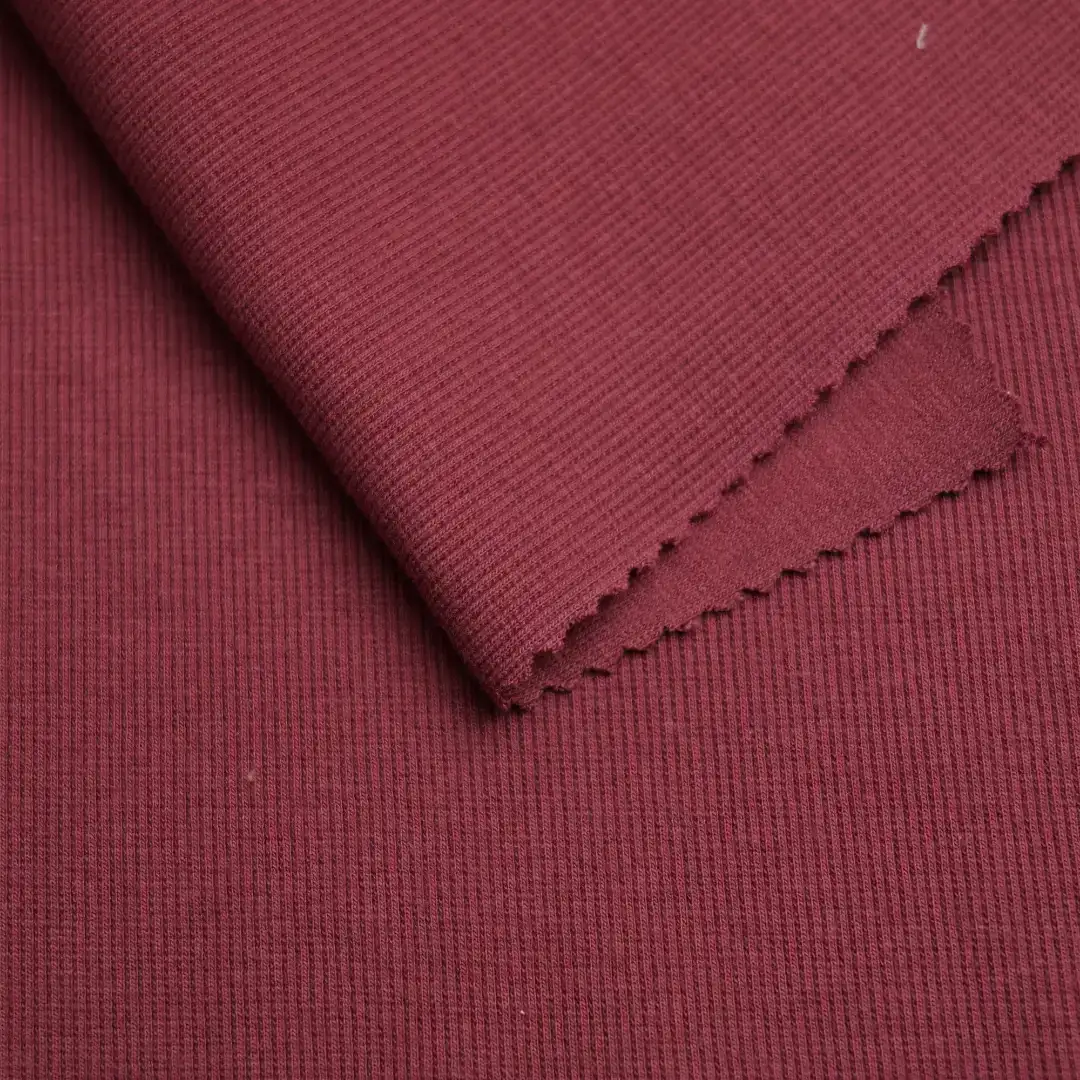 China Fabric for Jackets,Interlining Rib Knit Fabric Cotton Polyester Crimson red color buy from China wholesaler bulk order at wholesale price free worldwide shipping Alibaba