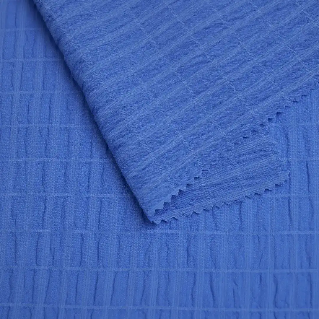 China Fabric for Shirt,Shirt Long Sleeve Button ,Shirt Half Sleeve Button  Cotton Crepe Natural Woven Fabric Polyester Spandex blue color buy from China wholesaler bulk order at wholesale price free worldwide shipping Alibaba