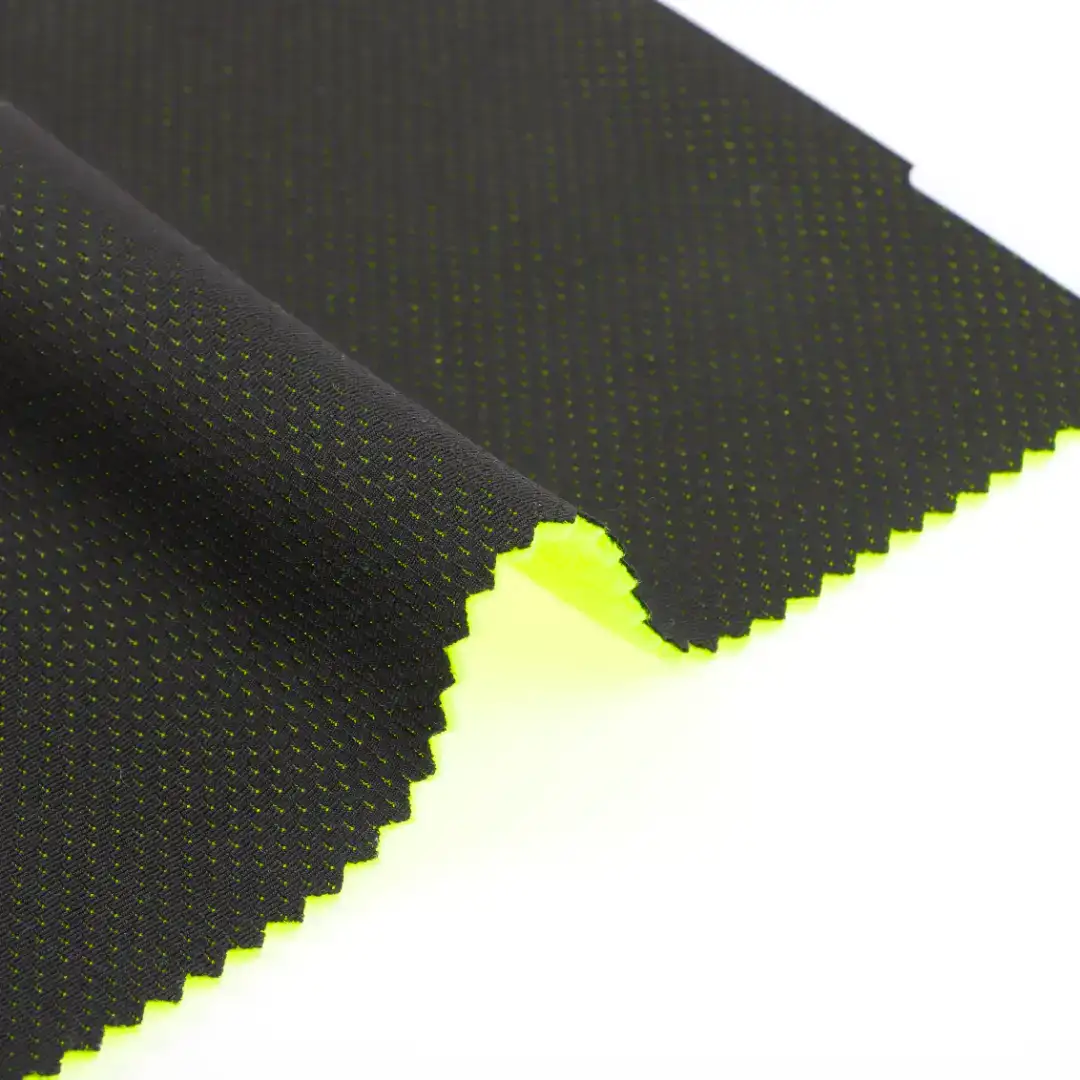 China Fabric for Blouse Weft Jacquard Knit Fabric Polyester Spandex Black with Fluorescein color buy from China wholesaler bulk order at wholesale price free worldwide shipping Alibaba