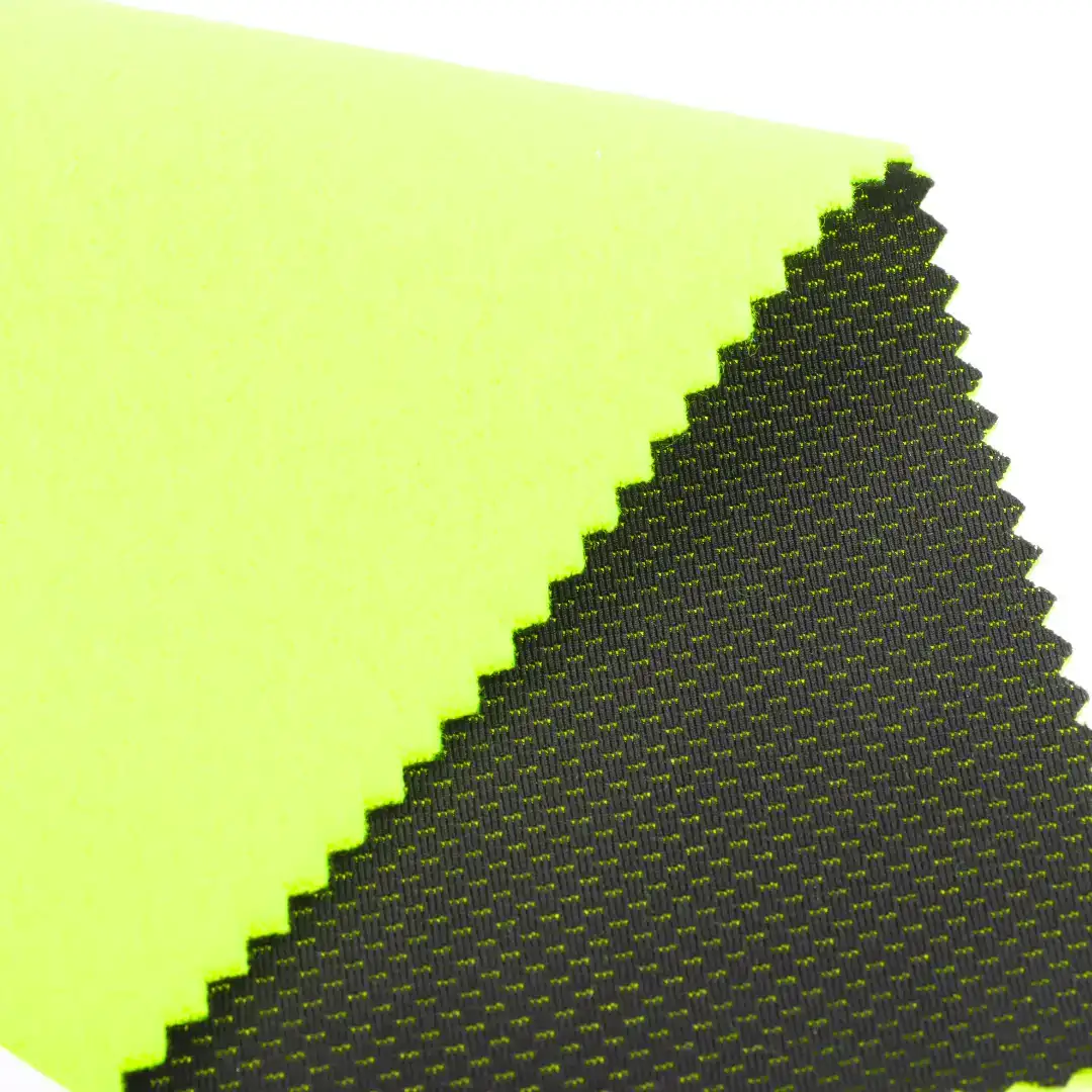 China Fabric for Blouse Weft Jacquard Knit Fabric Polyester Spandex Black with Fluorescein color buy from China wholesaler bulk order at wholesale price free worldwide shipping Alibaba