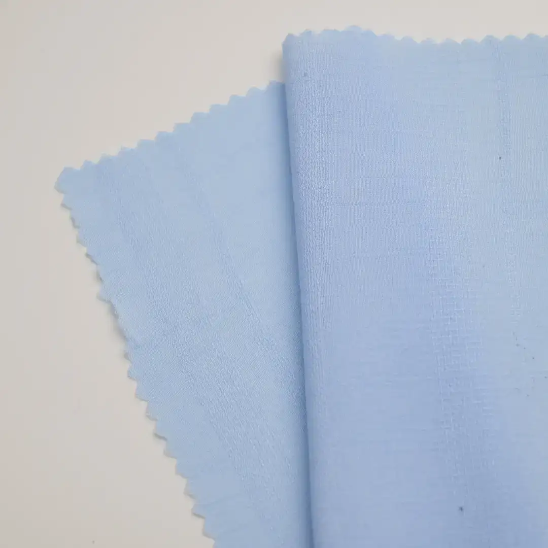 China Fabric for Blouse,Shirt Long Sleeve Button ,Shirt Half Sleeve Button ,Over Shirt Rayon Jacquard Natural Woven Fabric Rayon Solid-Blue color buy from China wholesaler bulk order at wholesale price free worldwide shipping Alibaba