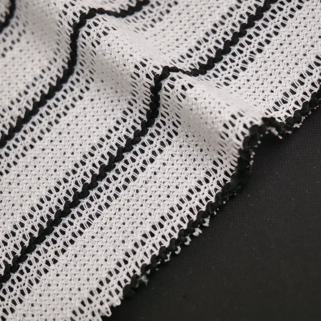 China Fabric for Tank Top,Open Cardigan ,Dresses (Cardigan Open)  Mesh Knit Fabric Polyester Yd-Black/White color buy from China wholesaler bulk order at wholesale price free worldwide shipping Alibaba