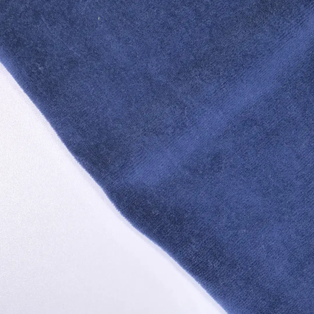 China Fabric for Blazer,Sweatshirt,Tracksuits Velvet Knit Fabric Cotton Polyester blue color buy from China wholesaler bulk order at wholesale price free worldwide shipping Alibaba