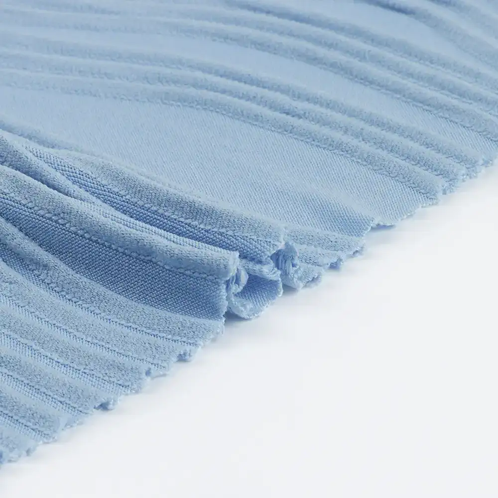 China Fabric for Jackets,Hoodie Weft Jacquard Knit Fabric Polyester Spandex Solid-Blue color buy from China wholesaler bulk order at wholesale price free worldwide shipping Alibaba