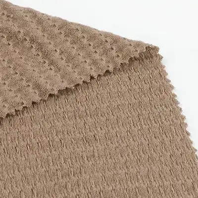China Fabric for T-Shirt,Open Cardigan  Weft Jacquard Knit Fabric Polyester Rayon Spandex Solid-Brown color buy from China wholesaler bulk order at wholesale price free worldwide shipping Alibaba