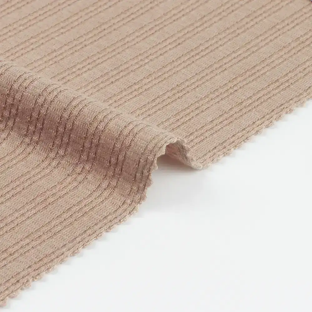 China Fabric for Blouse Weft Jacquard Knit Fabric Polyester Rayon Spandex Solid-Brown color buy from China wholesaler bulk order at wholesale price free worldwide shipping Alibaba