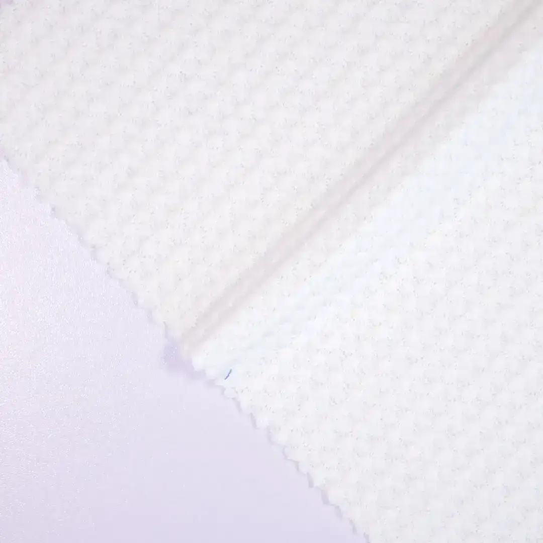 China Fabric for Jackets,Hoodie,Loungewear Waffle Knit Fabric Polyester Rayon Spandex WHITE color buy from China wholesaler bulk order at wholesale price free worldwide shipping Alibaba