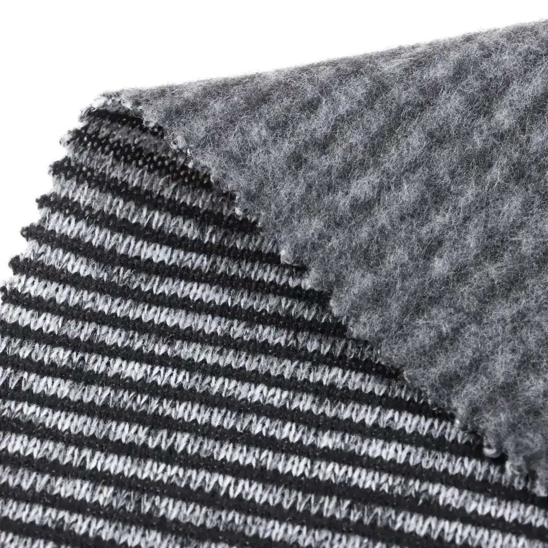 China Fabric for Hoodie,Open Cardigan  Hacci Knit Fabric Polyester BLACK/GERY color buy from China wholesaler bulk order at wholesale price free worldwide shipping Alibaba