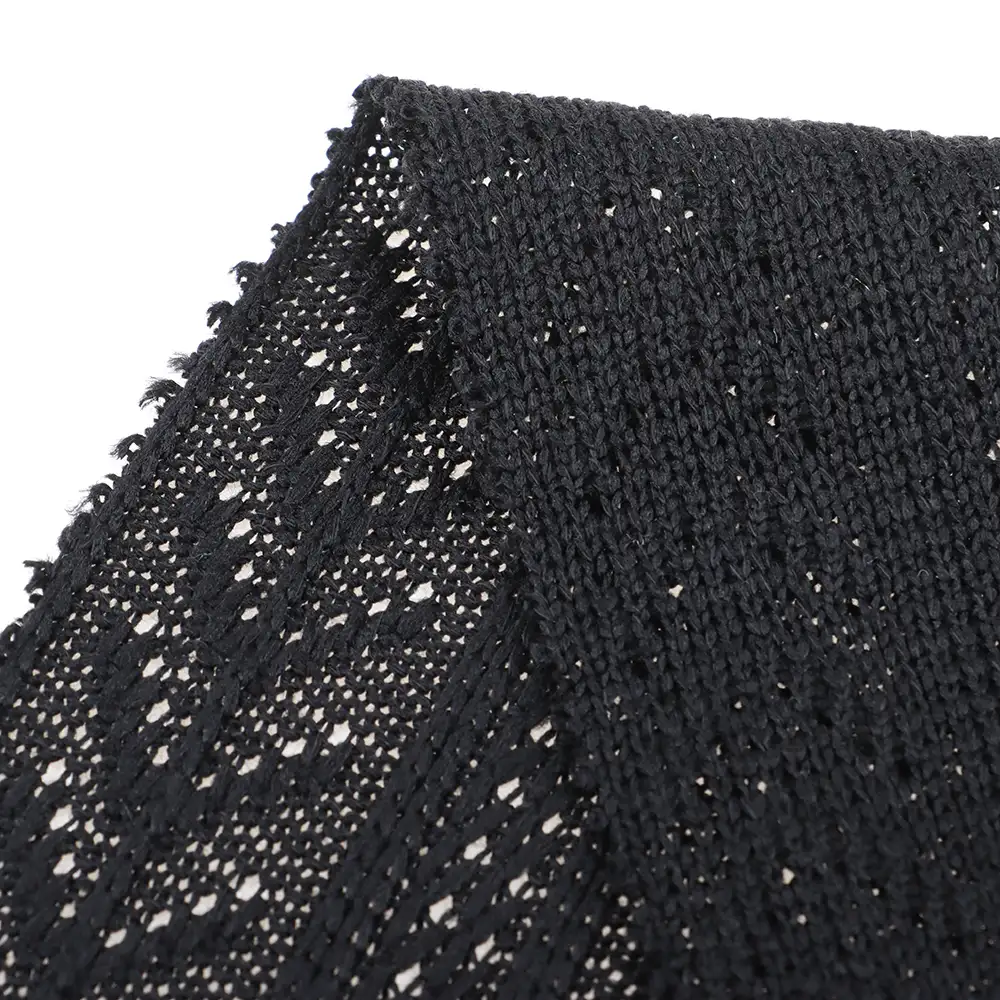 China Fabric for Dresses (Cardigan Open)  Weft Jacquard Knit Fabric Polyester BLACK color buy from China wholesaler bulk order at wholesale price free worldwide shipping Alibaba