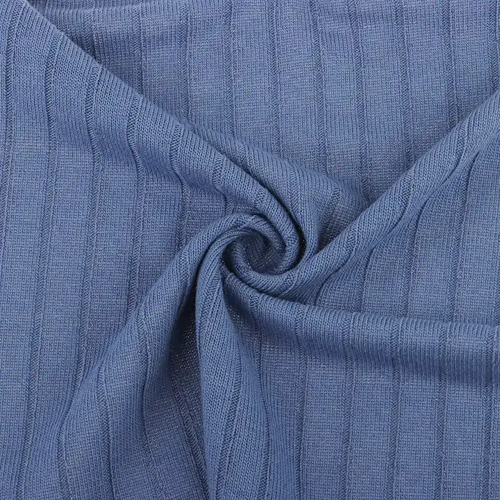 China Fabric for Tank Top,Ladies Vest ,Men’s Vest  Rib Knit Fabric Polyester Rayon Elastane blue color buy from China wholesaler bulk order at wholesale price free worldwide shipping Alibaba