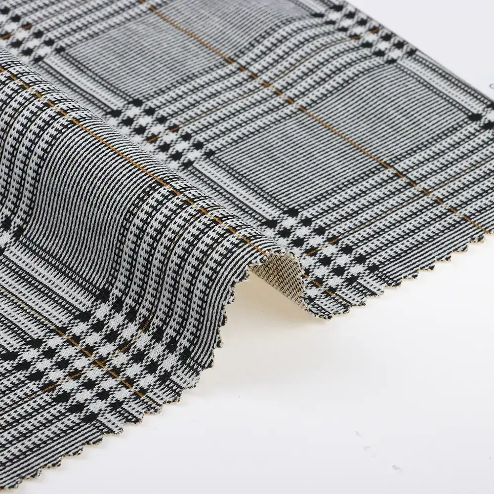 China Fabric for Blazer,Suit Weft Jacquard Knit Fabric Polyester Elastane colours color buy from China wholesaler bulk order at wholesale price free worldwide shipping Alibaba