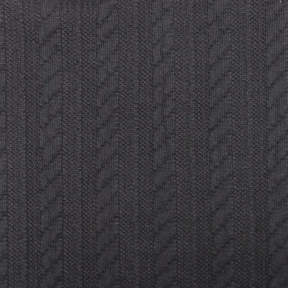 China Fabric for Open Cardigan  Weft Jacquard Knit Fabric Polyester Elastane black color buy from China wholesaler bulk order at wholesale price free worldwide shipping Alibaba