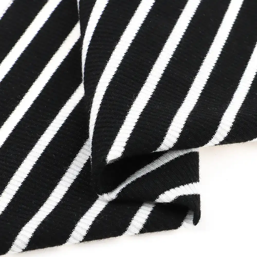 China Fabric for T-Shirt,Tank Top,Hoodie  ,Dresses (Pullover)  Rib Knit Fabric Polyester Rayon Elastane black/white color buy from China wholesaler bulk order at wholesale price free worldwide shipping Alibaba