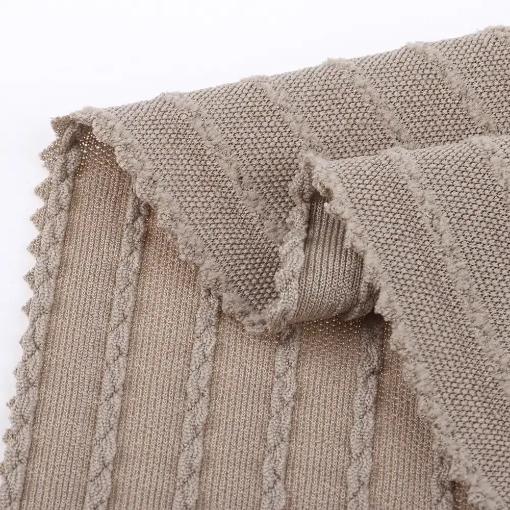 China Fabric for T-Shirt,Blouse Weft Jacquard Knit Fabric Polyester Elastane coffee color color buy from China wholesaler bulk order at wholesale price free worldwide shipping Alibaba