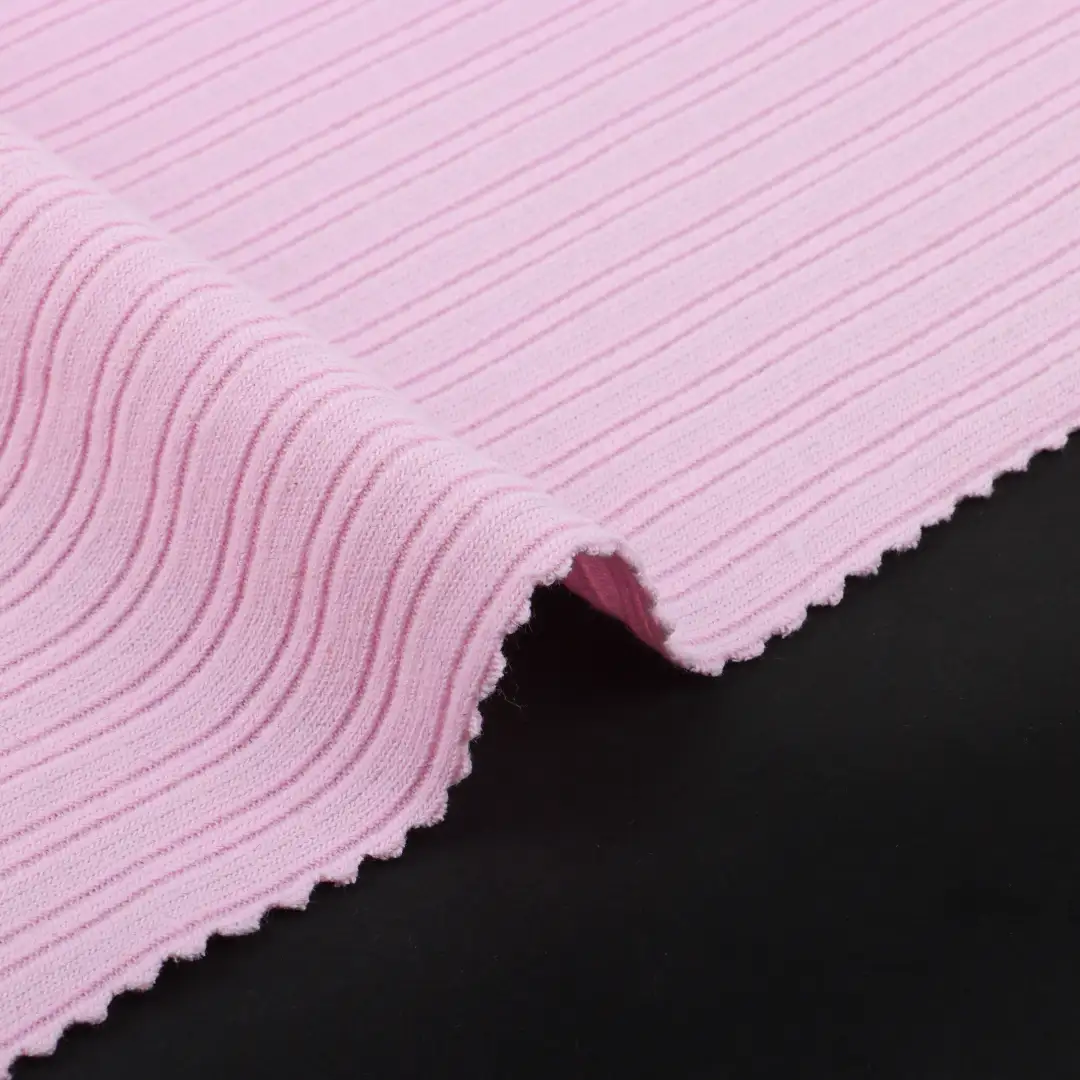 China Fabric for Tank Top,Crop Top,Hoodie Rib Knit Fabric Rayon Polyester Spandex Pink color buy from China wholesaler bulk order at wholesale price free worldwide shipping Alibaba