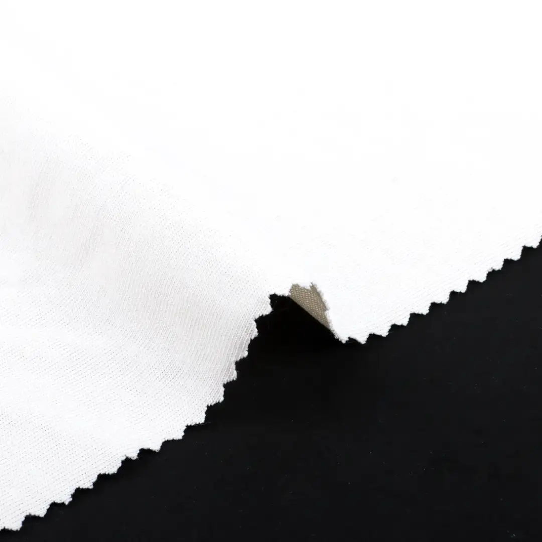 China Fabric for T-Shirt,Pajamas,Loungewear,Yoga Pants,Tracksuits Single Jersey Knit Fabric Polyester Cotton Off-white color buy from China wholesaler bulk order at wholesale price free worldwide shipping Alibaba