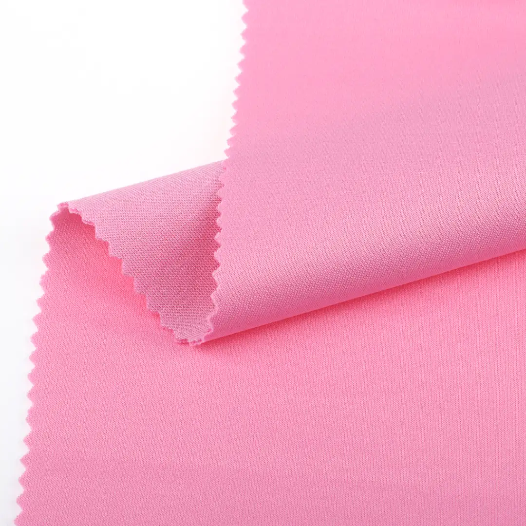China Fabric for Shirt Scuba Knit Fabric Polyester Rayon Spandex Pink color buy from China wholesaler bulk order at wholesale price free worldwide shipping Alibaba