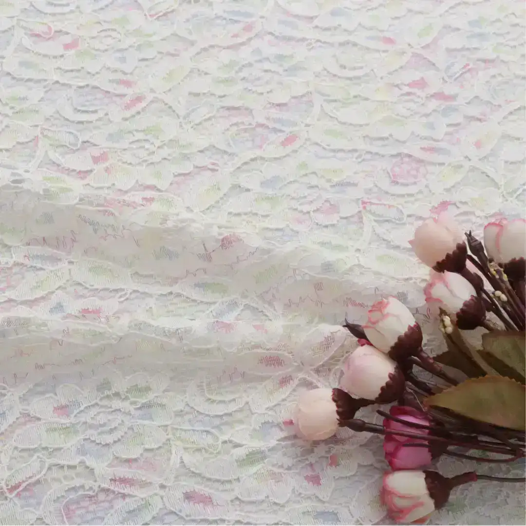 China Fabric for Blouse,Crop Top,Lingerie Lace Knit Fabric Cotton Nylon Flower White color buy from China wholesaler bulk order at wholesale price free worldwide shipping Alibaba