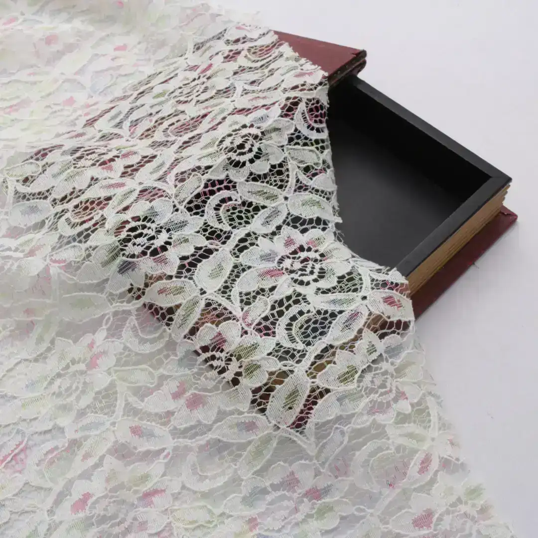 China Fabric for Blouse,Crop Top,Lingerie Lace Knit Fabric Cotton Nylon Flower White color buy from China wholesaler bulk order at wholesale price free worldwide shipping Alibaba
