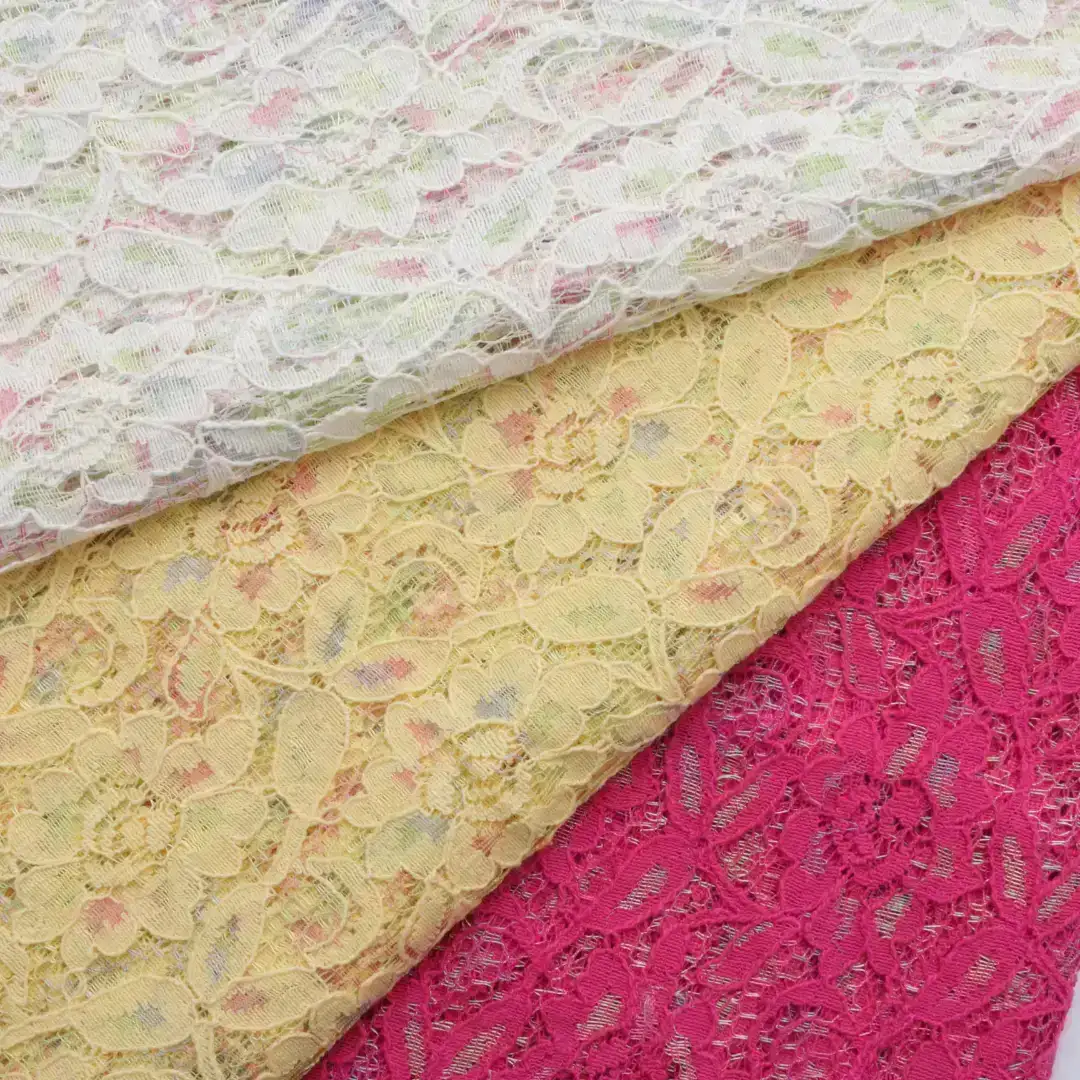 China Fabric for Blouse,Crop Top,Lingerie Lace Knit Fabric Cotton Nylon Flower White color buy from China wholesaler bulk order at wholesale price free worldwide shipping Alibaba