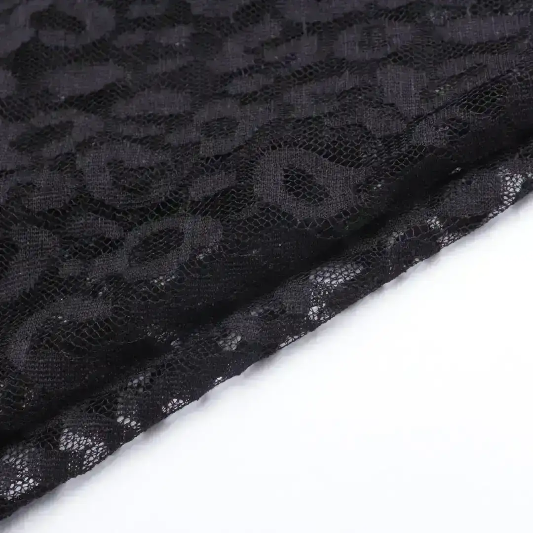 China Fabric for T-Shirt,Lingerie Lace Knit Fabric Nylon Spandex Black color buy from China wholesaler bulk order at wholesale price free worldwide shipping Alibaba