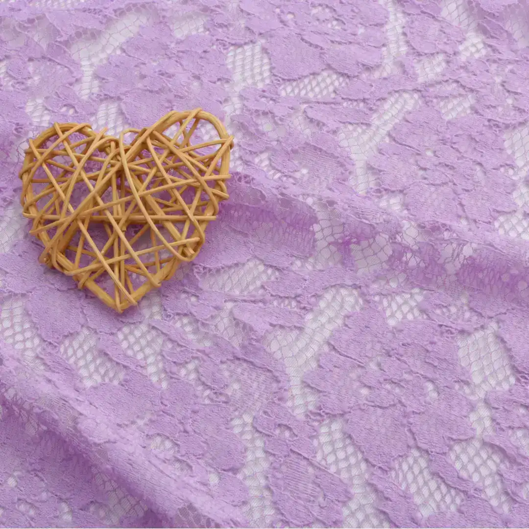 China Fabric for Blouse,Lingerie Lace Knit Fabric Polyester Spandex Light Purple color buy from China wholesaler bulk order at wholesale price free worldwide shipping Alibaba