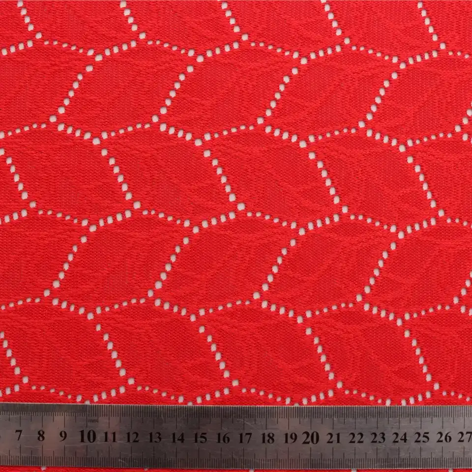 China Fabric for Shirt,Skirt Lace Knit Fabric Polyester red color buy from China wholesaler bulk order at wholesale price free worldwide shipping Alibaba
