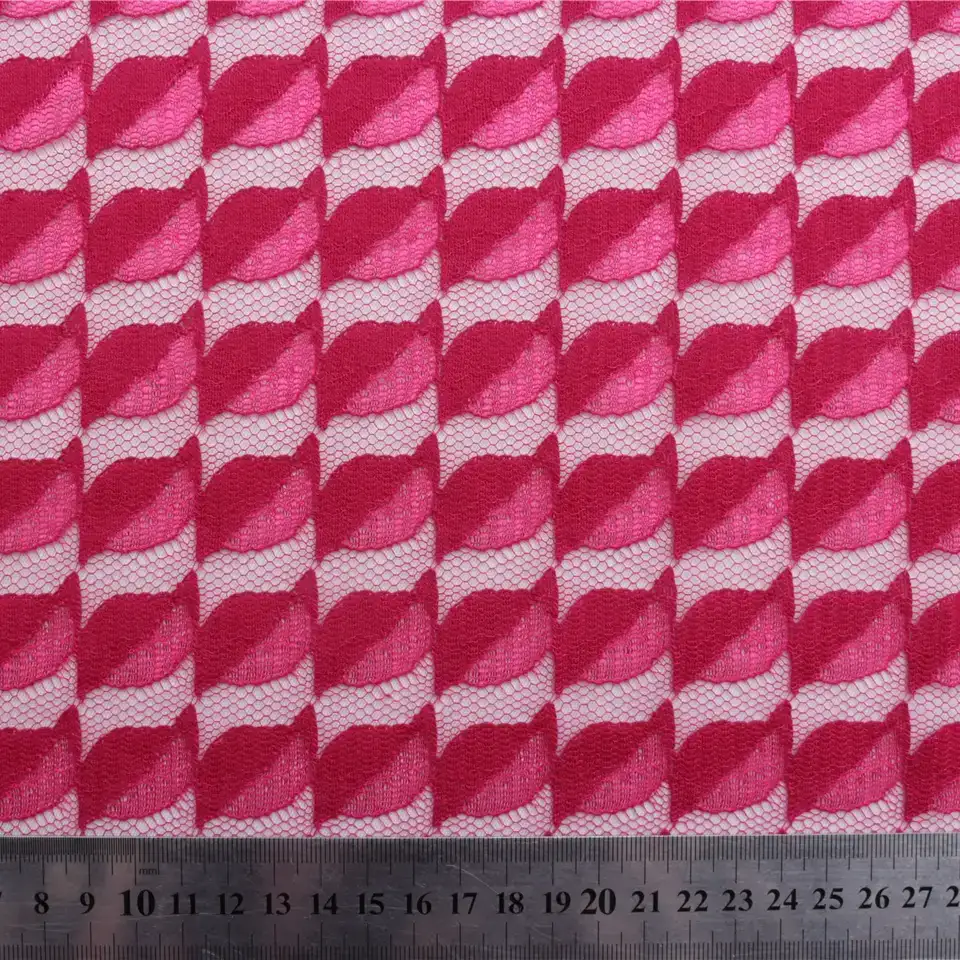 China Fabric for Shirt,Skirt Lace Knit Fabric Cotton Nylon DeepPink color buy from China wholesaler bulk order at wholesale price free worldwide shipping Alibaba