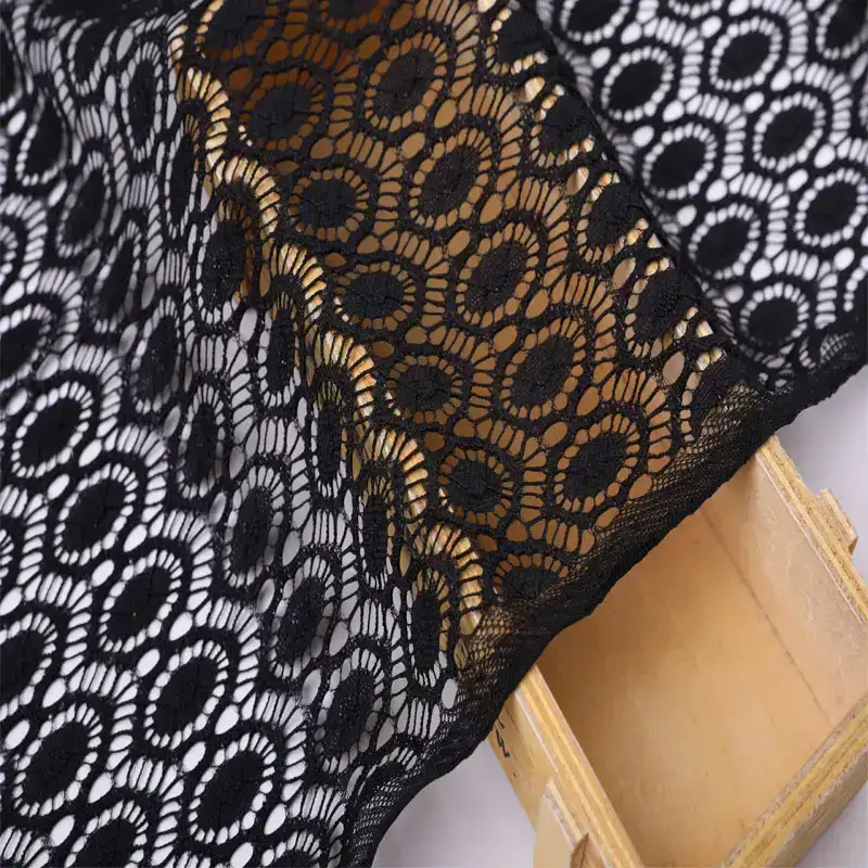 China Fabric for Shirt,Skirt Lace Knit Fabric Nylon Spandex black color buy from China wholesaler bulk order at wholesale price free worldwide shipping Alibaba