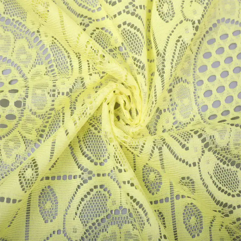 China Fabric for Skirt Lace Knit Fabric Polyester Yellow color buy from China wholesaler bulk order at wholesale price free worldwide shipping Alibaba
