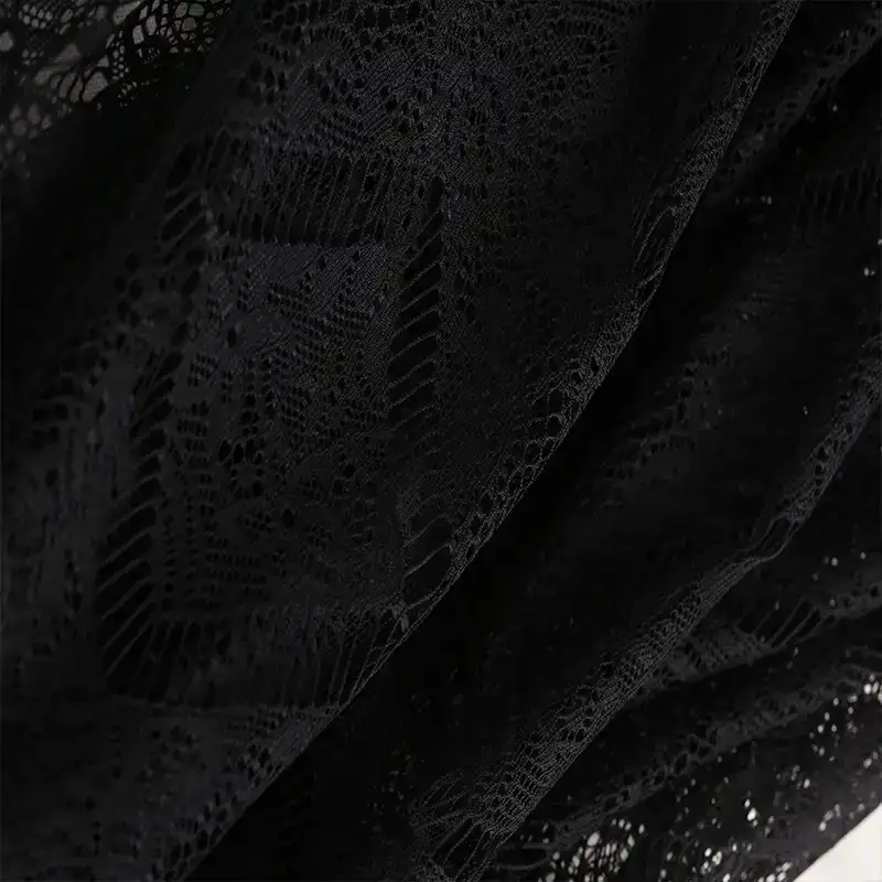 China Fabric for Shirt,Skirt Lace Knit Fabric Polyester Black color buy from China wholesaler bulk order at wholesale price free worldwide shipping Alibaba