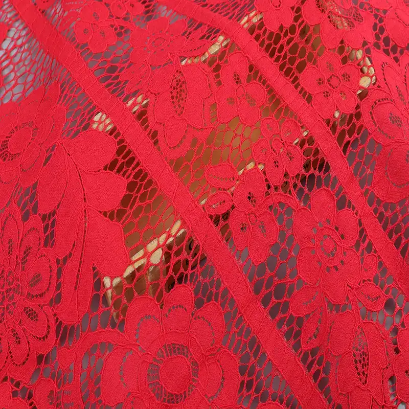 China Fabric for Shirt,Pants,Skirt Lace Knit Fabric Cotton Nylon Red color buy from China wholesaler bulk order at wholesale price free worldwide shipping Alibaba