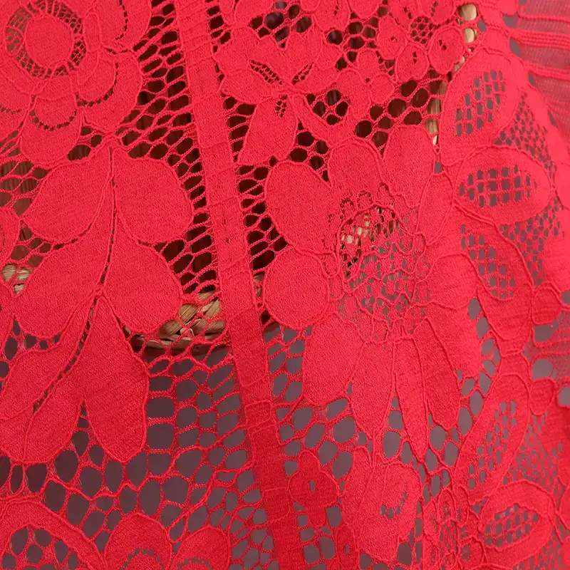 China Fabric for Shirt,Pants,Skirt Lace Knit Fabric Cotton Nylon Red color buy from China wholesaler bulk order at wholesale price free worldwide shipping Alibaba