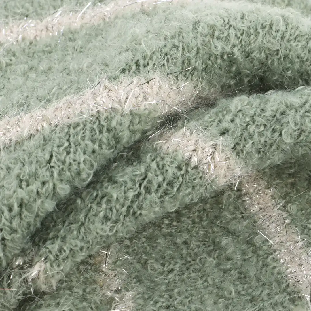 China Yarn for Full-Zipper Cardigan (Sweater),Crew Neck Pullover (Sweater),Crop Top Pullover (Sweater),Polo T-shirt (Sweater),Hoodie  (Sweater) Boucle Yarn Fancy Yarn Polyester Green  Beige color buy from China wholesaler bulk order at wholesale price free worldwide shipping Alibaba
