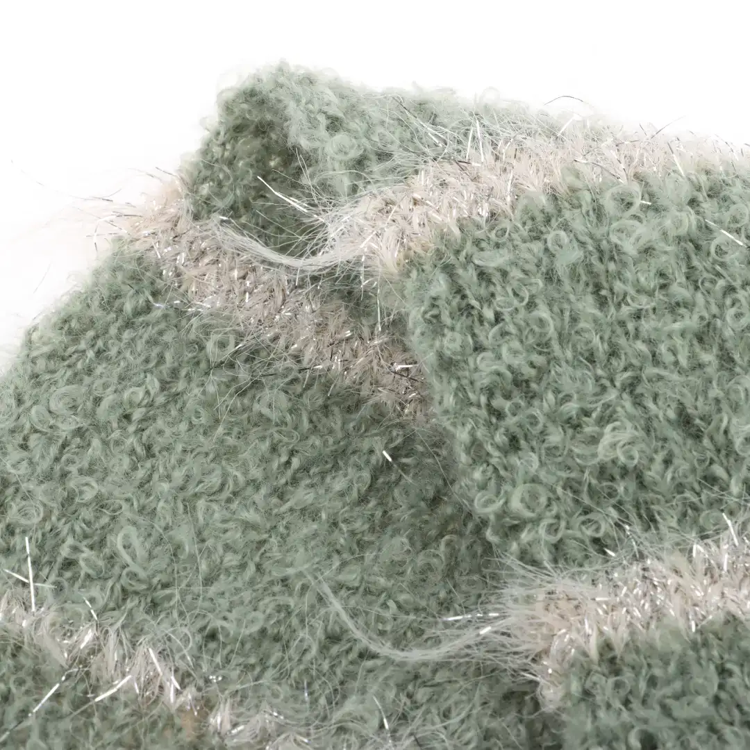 China Yarn for Full-Zipper Cardigan (Sweater),Crew Neck Pullover (Sweater),Crop Top Pullover (Sweater),Polo T-shirt (Sweater),Hoodie  (Sweater) Boucle Yarn Fancy Yarn Polyester Green  Beige color buy from China wholesaler bulk order at wholesale price free worldwide shipping Alibaba