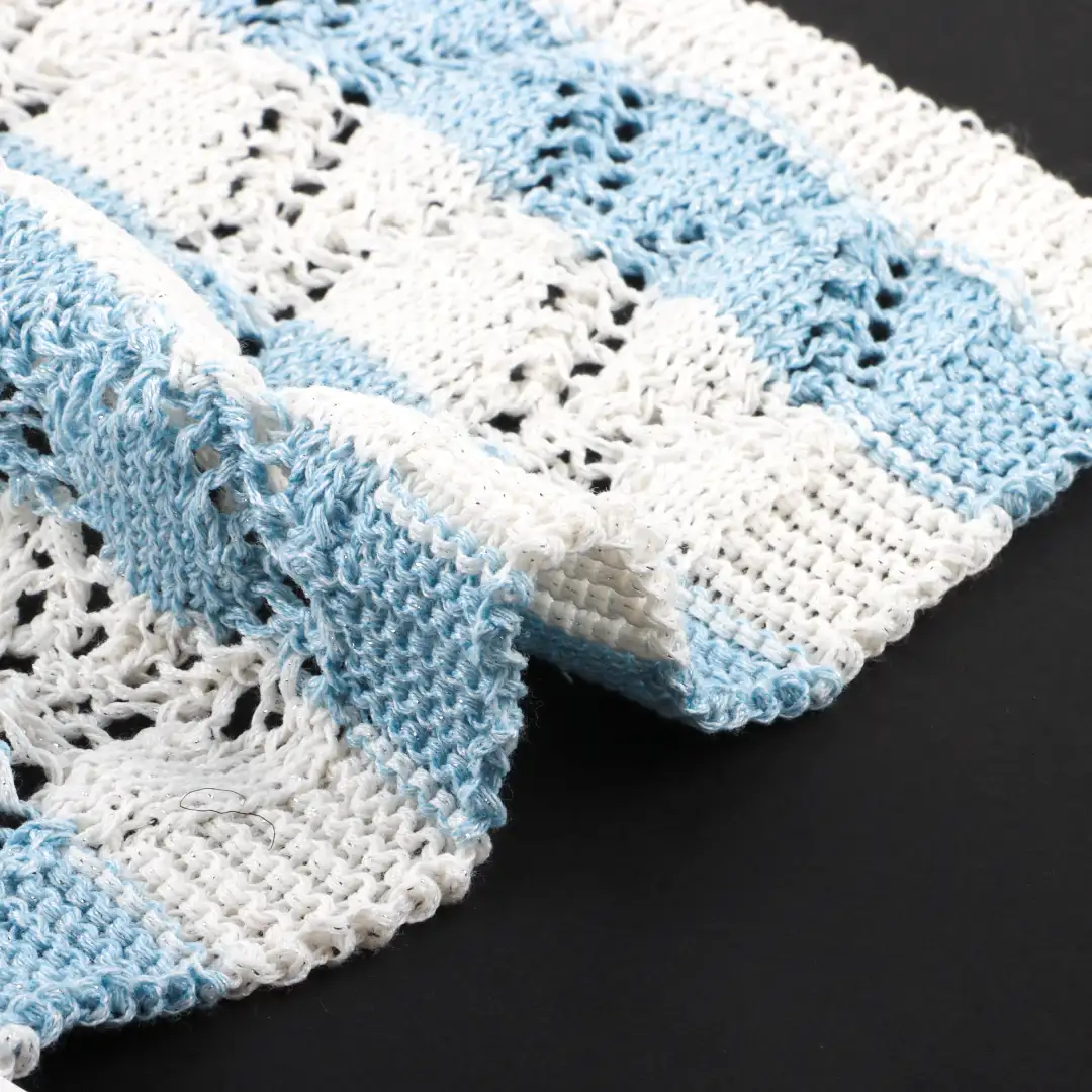 China Yarn for Crop Top,Round Neck Pullover (Sweater),Crew Neck Pullover (Sweater),Crop Top Pullover (Sweater) Flat Tape Yarn Fancy Yarn Recycled Polyester Nylon Metallic fiber Blue and white color buy from China wholesaler bulk order at wholesale price free worldwide shipping Alibaba