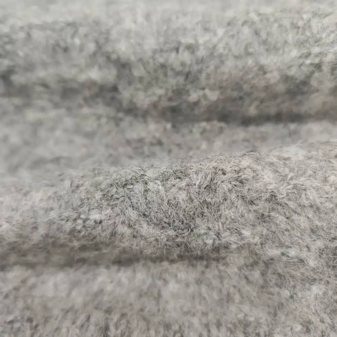 China Yarn for Open Cardigan (Sweater),Full-Zipper Cardigan (Sweater),Half-Zipper Cardigan (Sweater),Round Neck Pullover (Sweater),Crop Top Pullover (Sweater) Mossy Yarn Fancy Yarn Recycled Polyester Recycled Acrylic Recycled Nylon RWS Wool Spandex Gray color buy from China wholesaler bulk order at wholesale price free worldwide shipping Alibaba