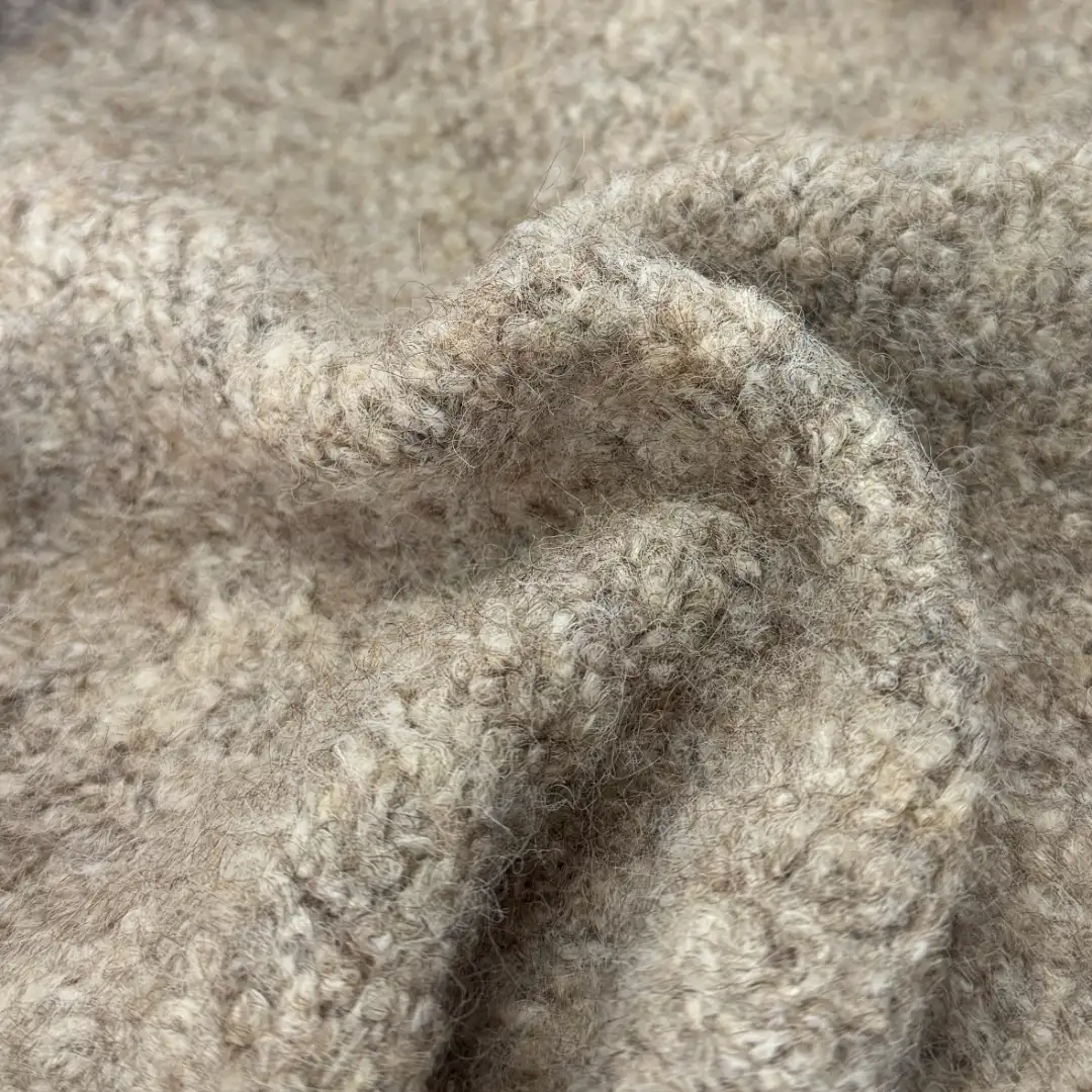 China Yarn for Ladies Vest (Sweater),Open Cardigan (Sweater),Crew Neck Pullover (Sweater),Polo T-shirt (Sweater) Mossy Yarn Fancy Yarn Recycled Polyester Recycled Nylon RWS Wool Spandex light apricot color buy from China wholesaler bulk order at wholesale price free worldwide shipping Alibaba