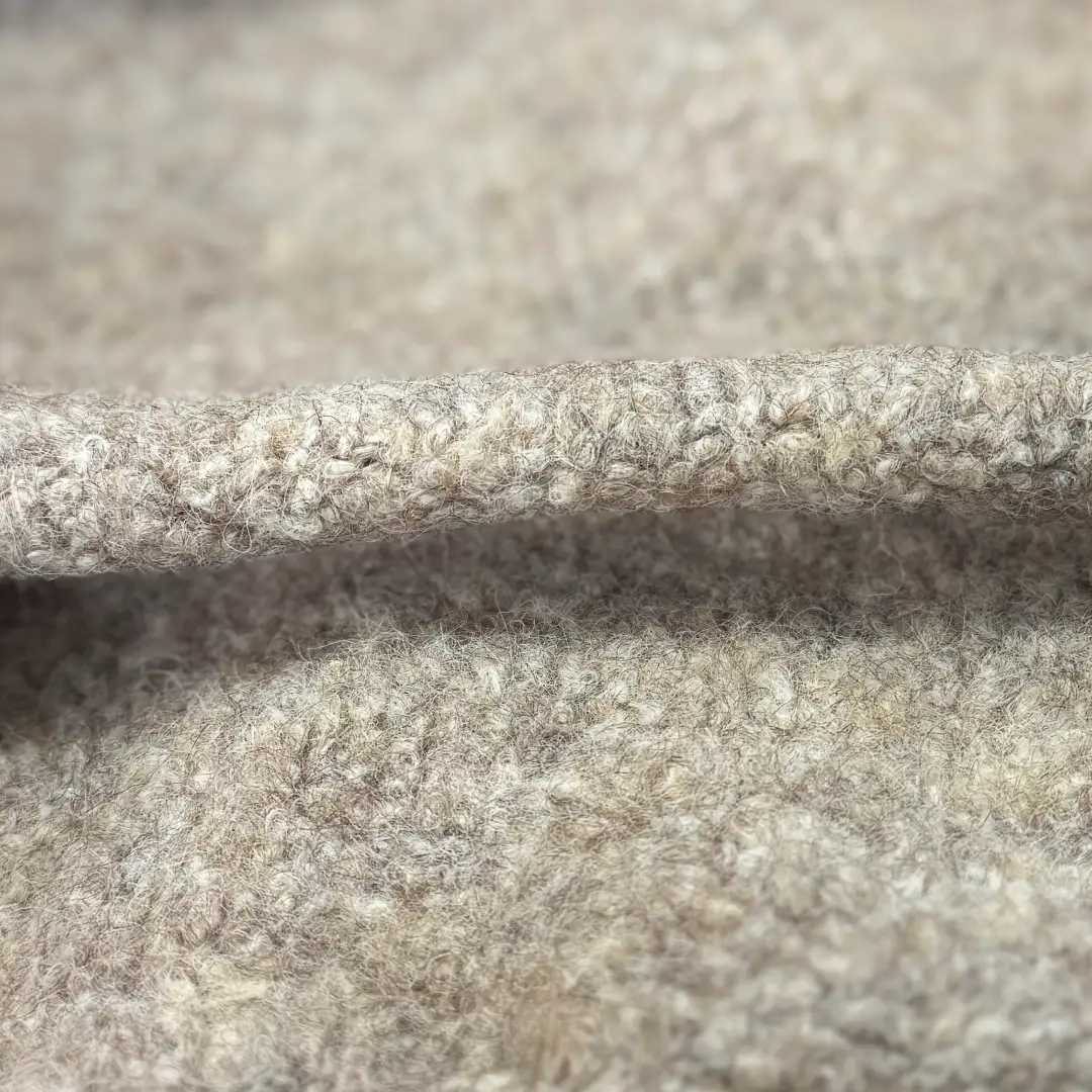 China Yarn for Ladies Vest (Sweater),Open Cardigan (Sweater),Crew Neck Pullover (Sweater),Polo T-shirt (Sweater) Mossy Yarn Fancy Yarn Recycled Polyester Recycled Nylon RWS Wool Spandex light apricot color buy from China wholesaler bulk order at wholesale price free worldwide shipping Alibaba