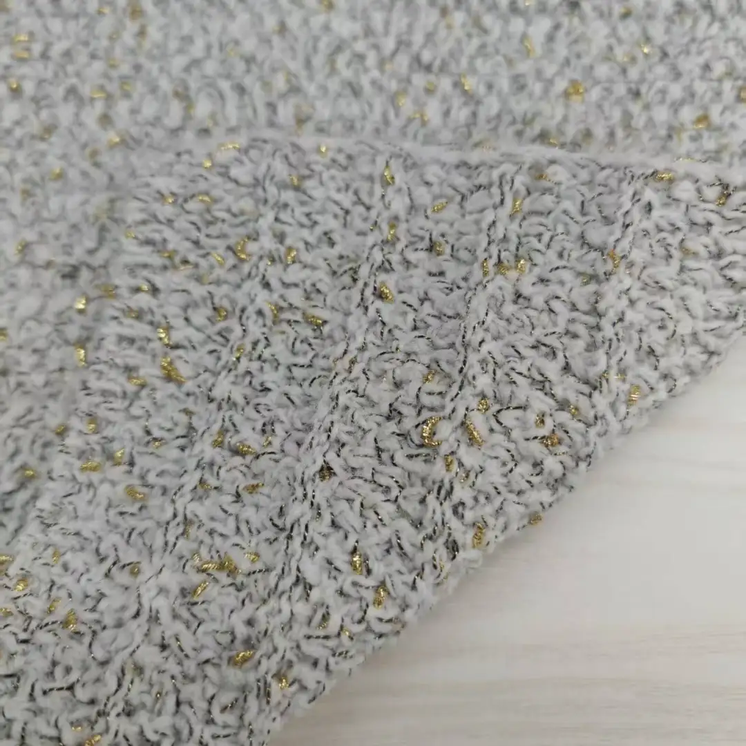 China Yarn for Hoodie,Open Cardigan (Sweater),Crop Top Pullover (Sweater) Knot Yarn Fancy Yarn Recycled Polyester METALLIC GOLD White, black, golden color buy from China wholesaler bulk order at wholesale price free worldwide shipping Alibaba