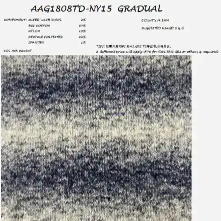 China Yarn for Open Cardigan (Sweater),Round Neck Pullover (Sweater),Crop Top Pullover (Sweater) Mossy Yarn Fancy Yarn Wool BCI Cotton Nylon Recycled Polyester Elastane NAVY color buy from China wholesaler bulk order at wholesale price free worldwide shipping Alibaba