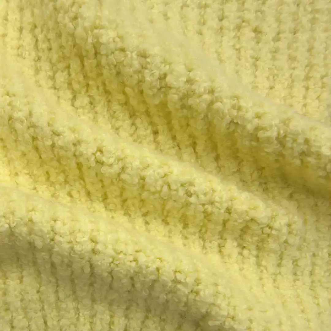 China Yarn for Jogger,Hoodie,Ladies Vest (Sweater),Open Cardigan (Sweater),Round Neck Pullover (Sweater),Crew Neck Pullover (Sweater),Crop Top Pullover (Sweater) Boucle Yarn Fancy Yarn Wool Recycled Cotton Recycled Polyester Elastane 黄色 color buy from China wholesaler bulk order at wholesale price free worldwide shipping Alibaba