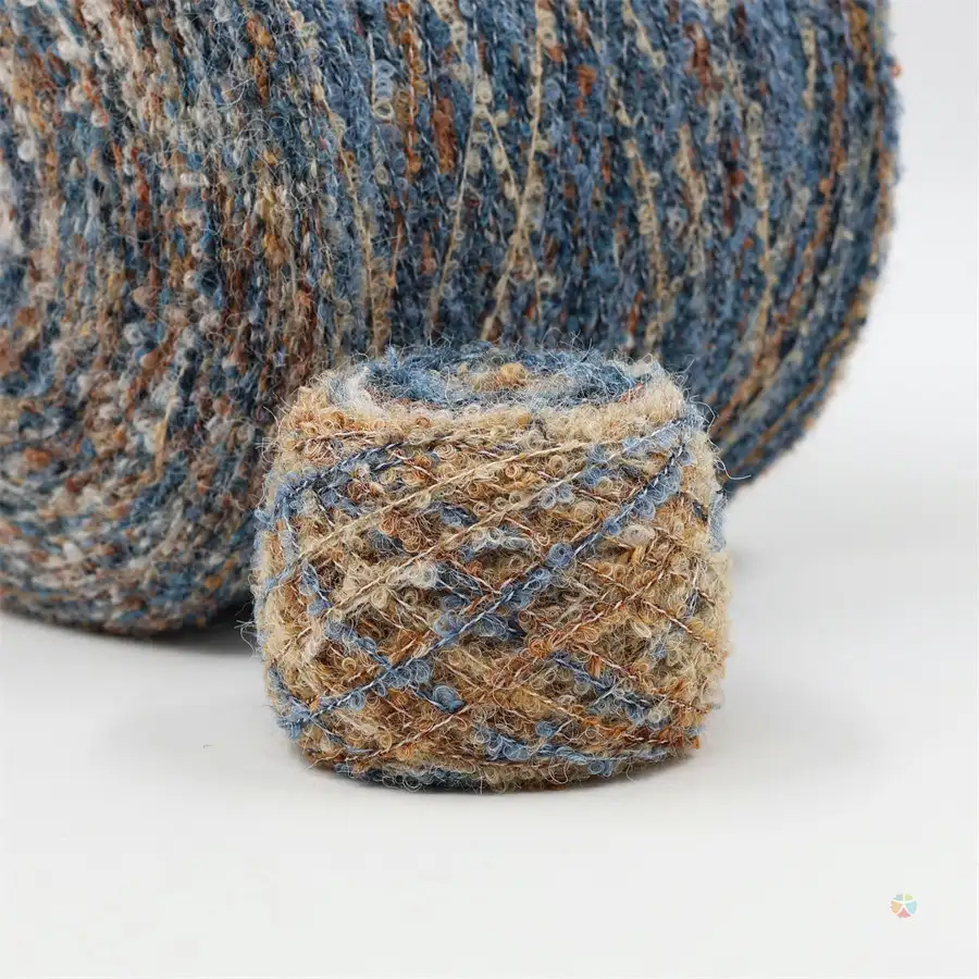 China Yarn for Ladies Vest (Sweater),Men’s Vest (Sweater),Open Cardigan (Sweater),Full-Zipper Cardigan (Sweater),Half-Zipper Cardigan (Sweater) Boucle Yarn Fancy Yarn Wool Acrylic Polyamide Polyester Spandex 34 color buy from China wholesaler bulk order at wholesale price free worldwide shipping Alibaba